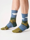 THOUGHT | Chaussettes - Mens Camping Scene Organic Cotton Crew - Mid Blue