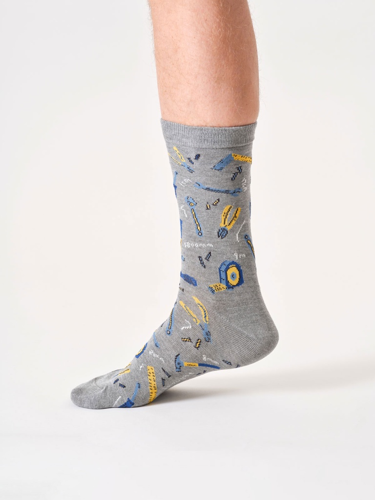 THOUGHT | Chaussettes - Mens Diy Bamboo Crew - Grey Marl