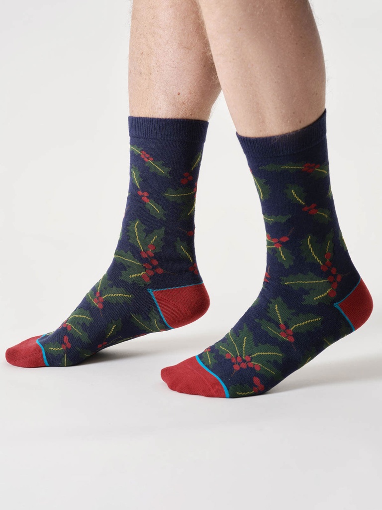 THOUGHT | Chaussettes - Mens Holly Organic Cotton Crew - Navy Blue