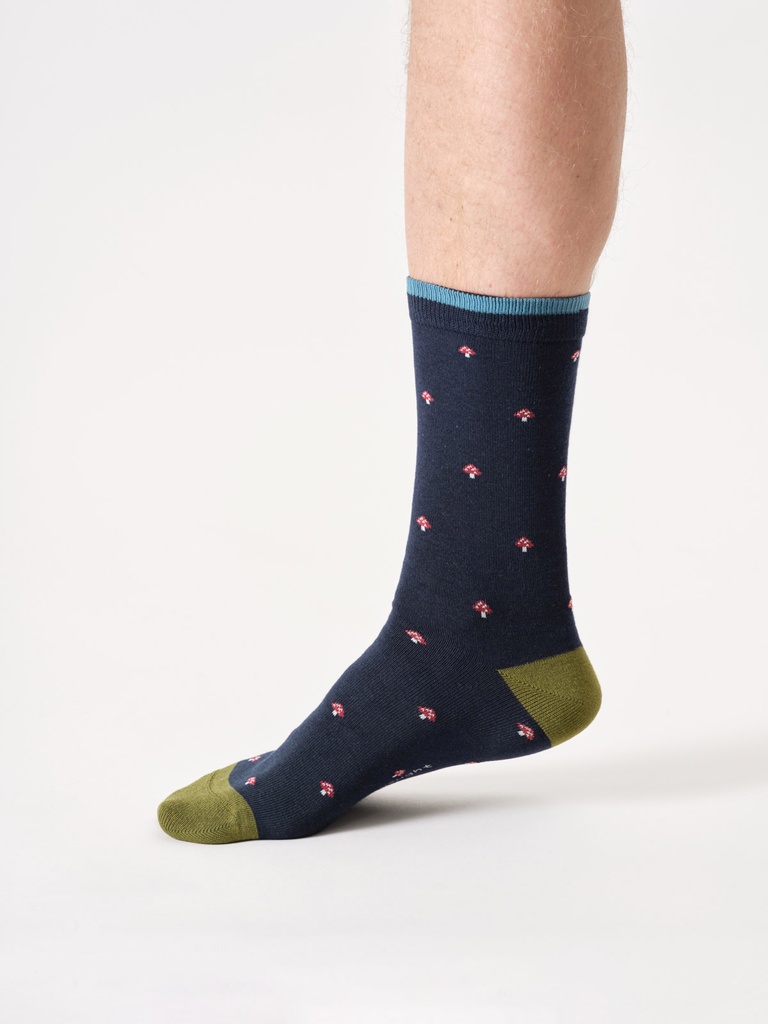 THOUGHT | Chaussettes - Mens Seasons Bamboo Crew - Navy Blue Toadstool