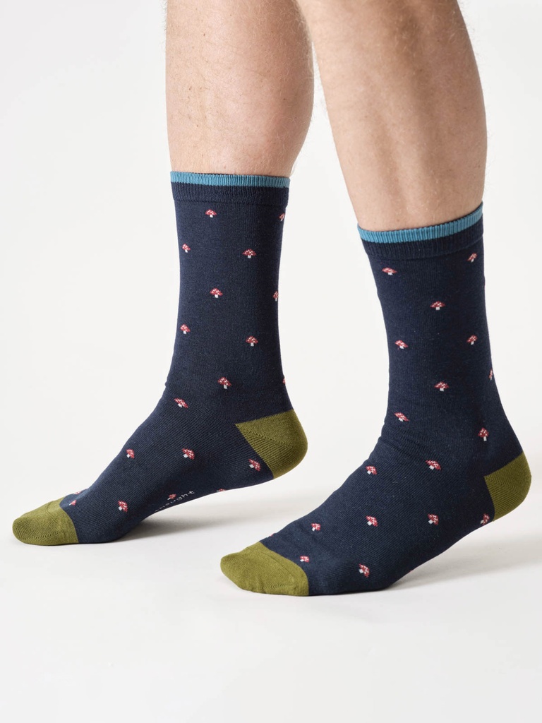 THOUGHT | Chaussettes - Mens Seasons Bamboo Crew - Navy Blue Toadstool