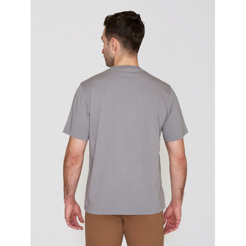 KNOWLEDGE COTTON APPAREL | LOKE badge tee - Regenerative Organic Certified™ - GOTS/Vegan - Sharkskin