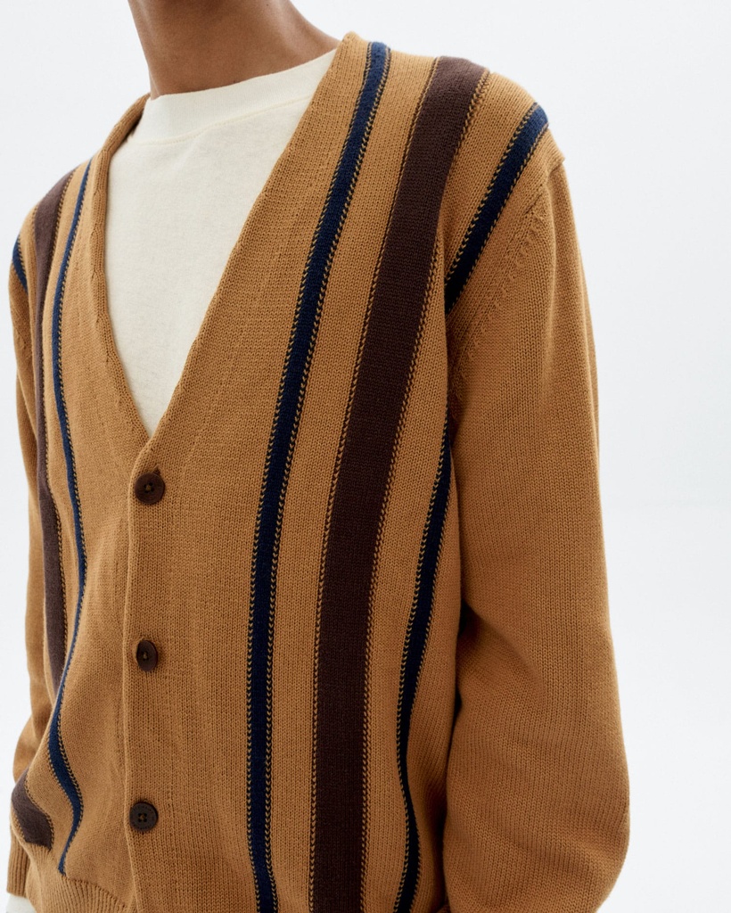 THINKING MU | Cardigan Brown Stripes - Brown