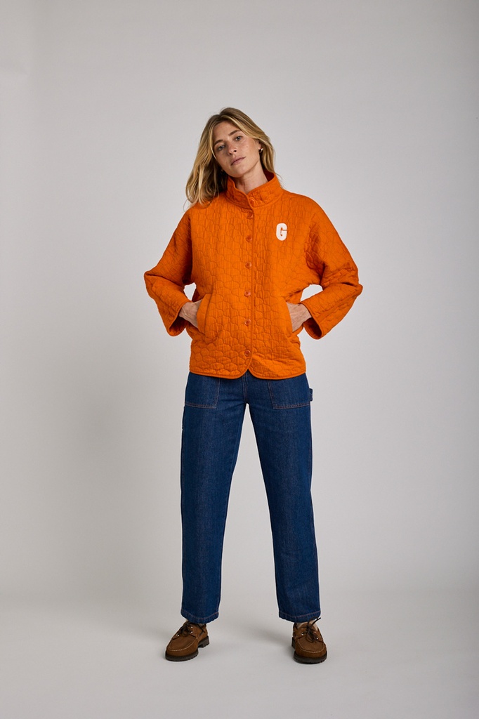 GRAINE | VESTE BOUTON VIVACITE - ORANGE 