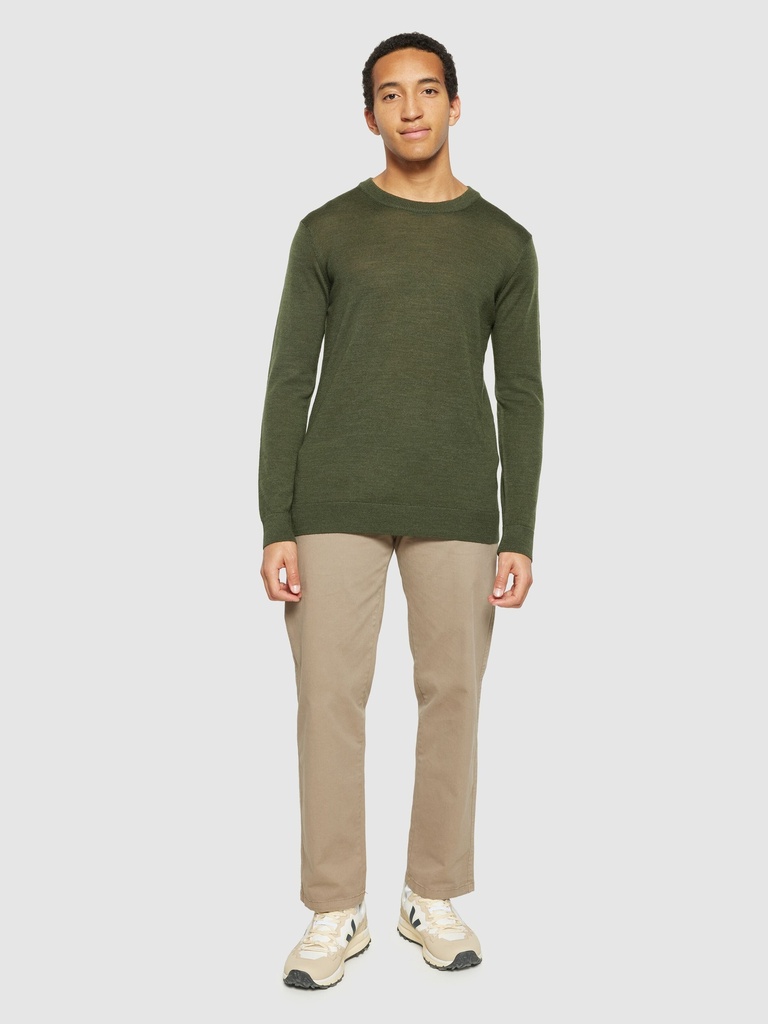 KNOWLEDGE COTTON APPAREL | Regular merino knit crew neck - RWS - Forrest Night