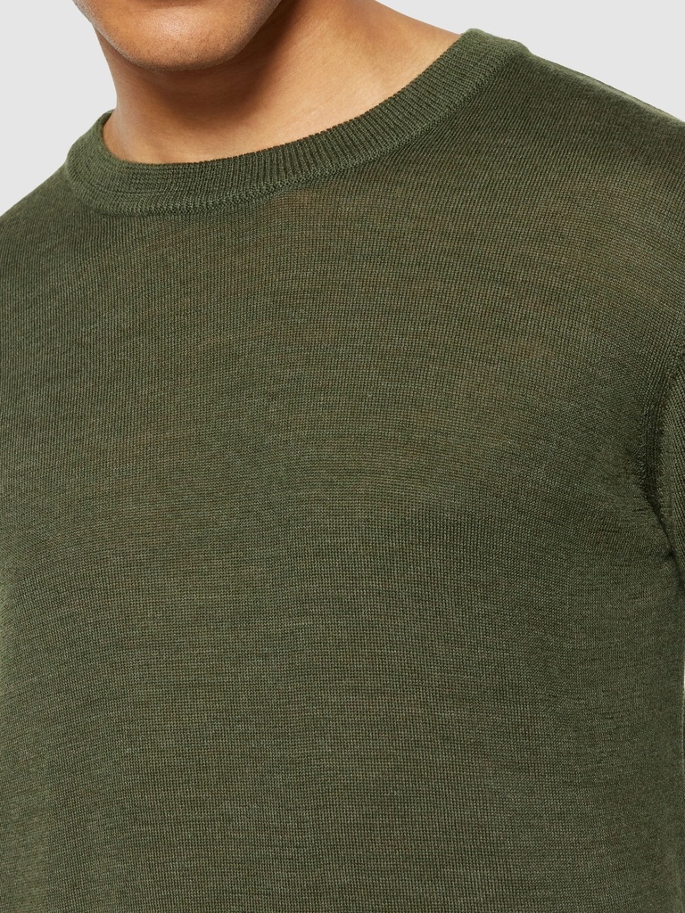 KNOWLEDGE COTTON APPAREL | Regular merino knit crew neck - RWS - Forrest Night