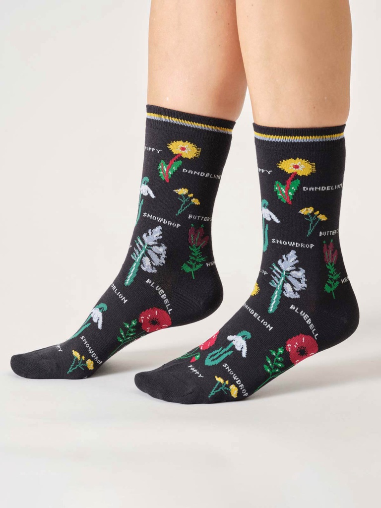 THOUGHT | Coffret de 4 chaussettes - Floral - Dark Grey/Green/Black/Grey Marl