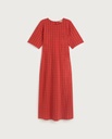THINKING MU | RED CHECKS SEERSUCKER KINA DRESS - RED - FEMME