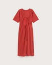 THINKING MU | RED CHECKS SEERSUCKER KINA DRESS - RED - FEMME