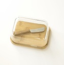 Pebbly | Set beurrier en verre/bambou avec couteau à beurre