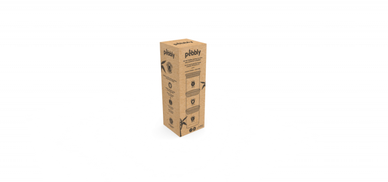 Pebbly | Set de 3 boites carrées en verre avec couvercle en Bambou