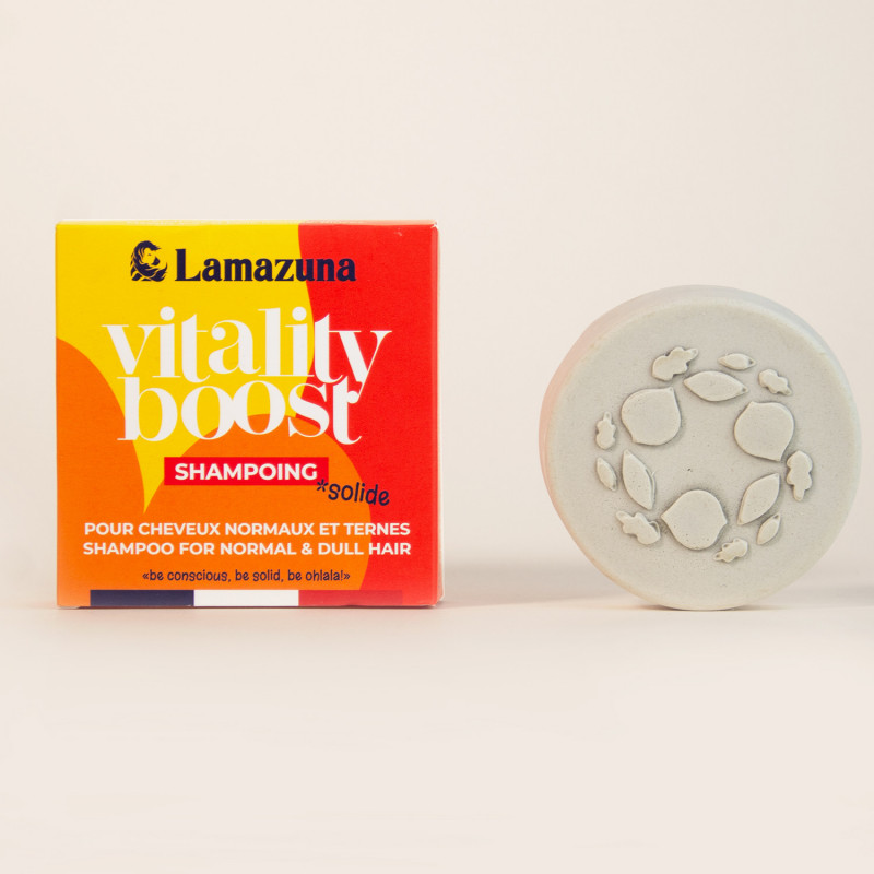 LAMAZUNA || Shampoing solide HE – Vitality Boost cheveux normaux – Argile blanche et verte