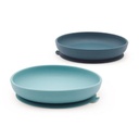 Ekobo | Set de 2 assiettes ventouse en silicone - Blue Abyss / Lagoon 