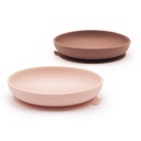 [EKO-90062] Ekobo | Set de 2 assiettes ventouse en silicone - Blush / Terracotta