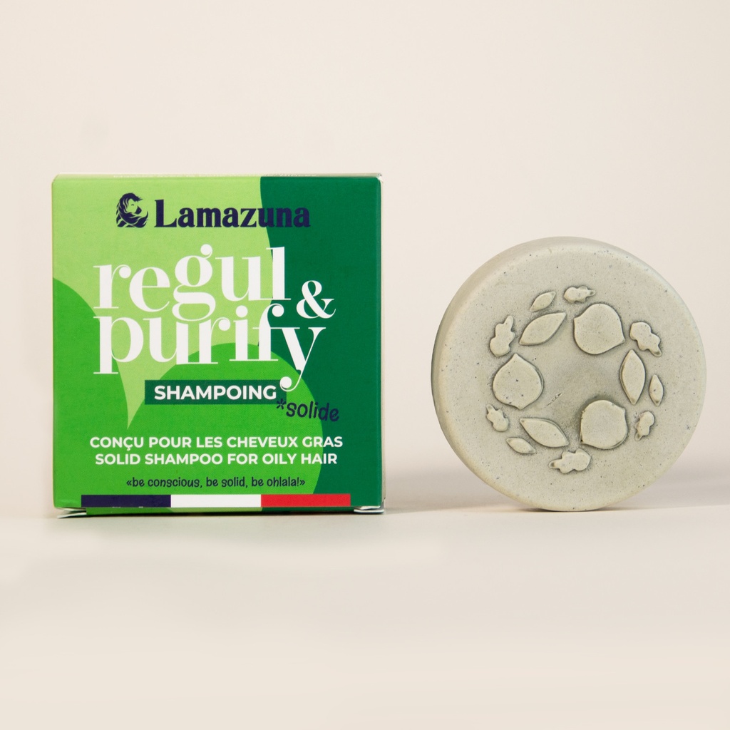 LAMAZUNA || Shampoing solide – Purity cheveux gras – Argile verte et spiruline