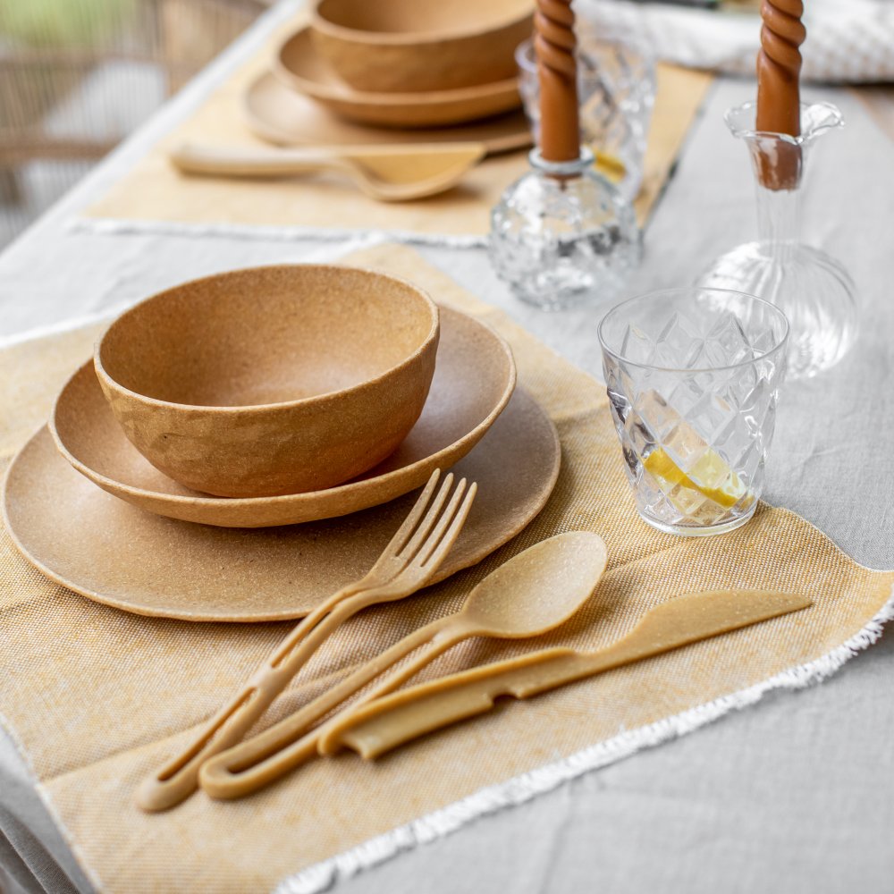 Koziol | Set de 4 Assiettes plates CLUB - 260mm - Nature Wood