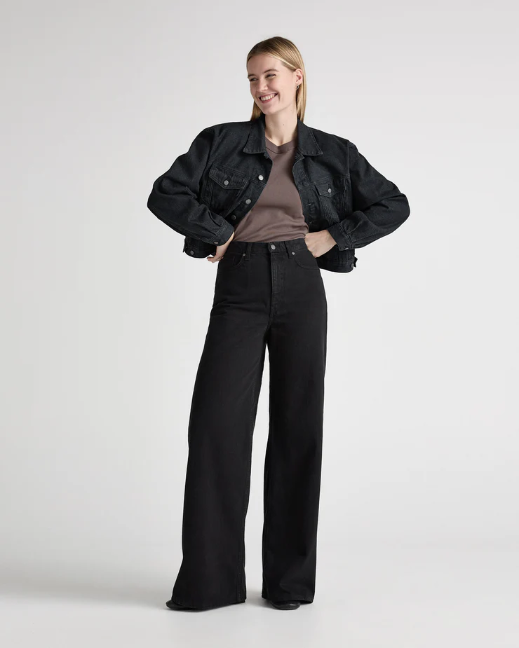 MUD JEANS || Jean Wyde Sara High – Nero Nero – Femme