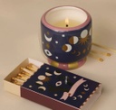 DESIGNWORKS COLLECTIVE | Adopo 8oz./226g Moon Phases Ceramic Candle - Jasmine &amp; Rose Boxed
