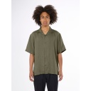 [KNO-S25M-1090010-1068-S] Knowledge Cotton Apparel | Chemise manches courtes en lin - Burned Olive ( -S-)