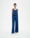THINKING MU | Pantalon Manolita Cobalt Seersucker - Blue