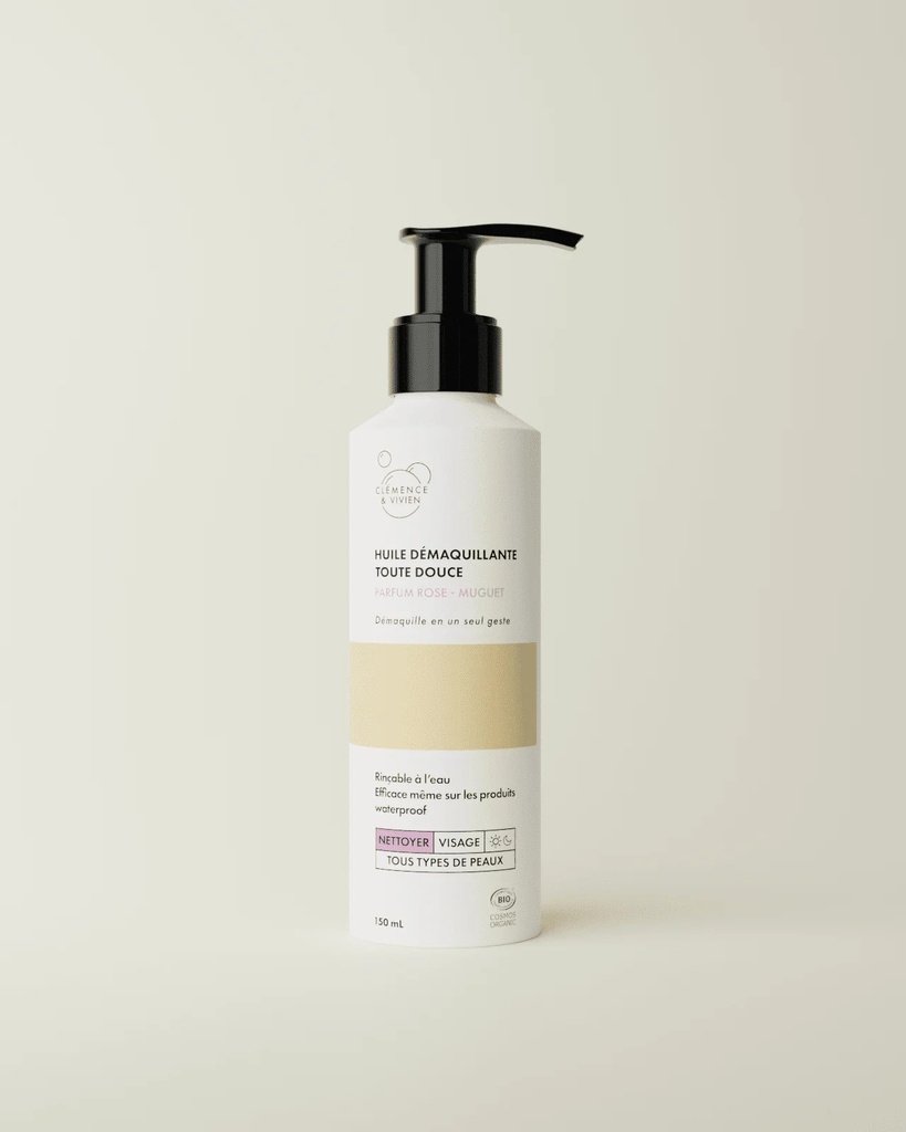 CLÉMENCE ET VIVIEN || Huile Démaquillante Toute Douce – Rose Muguet – 150 ml