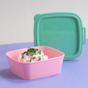 Koziol || Boîte carrée avec couvercle Nora 750 ml – Rose doux / Vert moyen