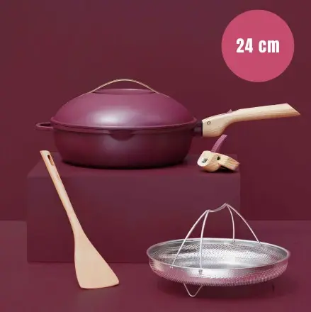 COOKUT || La Fabuleuse Poêle 8 En 1 – 24 Cm – Rubis 