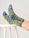 [BTR-W25W-TA641C-Eucalyptus Green-4-7] THOUGHT | Chaussettes - Womens Ditsy All Over Floral Organic Cotton Crew - Eucalyptus Green