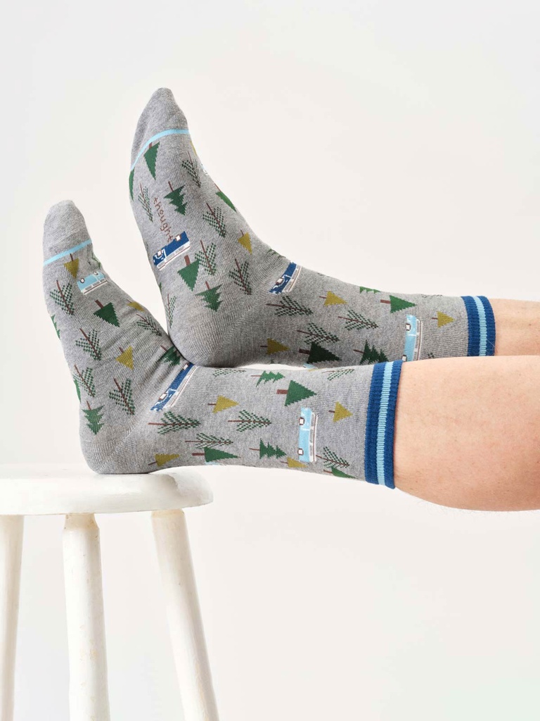 THOUGHT | Chaussettes - Mens Camper Van Organic Cotton Crew - Grey Marl
