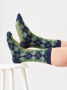 [BTR-W25M-TA693B-Navy Blue-7-11] THOUGHT | Chaussettes - Mens Argyle Bamboo Crew - Navy Blue