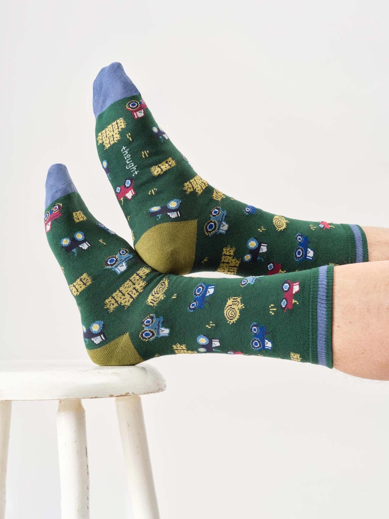 THOUGHT | Chaussettes Farming Organic Cotton Crew - Dark Green
