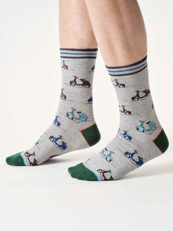 THOUGHT | Chaussettes - Mens Speedy Scooter Organic Cotton Crew - Grey Marl