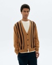 THINKING MU | Cardigan Brown Stripes - Brown