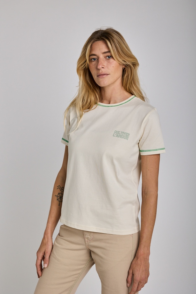 GRAINE | TEE SHIRT CAMAIEU - BLANC/ORANGE 