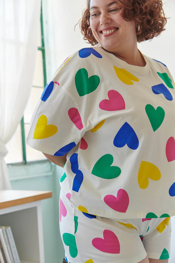 WE ARE JOLIES | Pyjama court Coton Bio - Big Love Beige