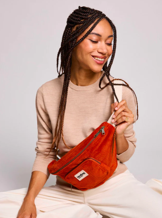 HINDBAG || Sac banane XL Sofia – Velours brique
