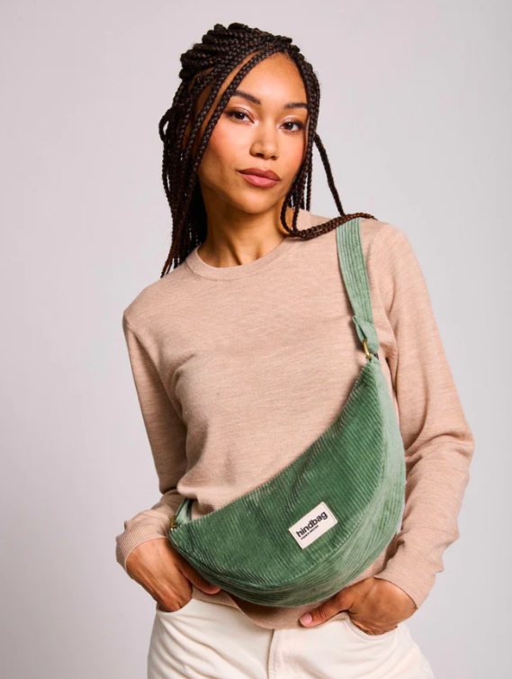 HindBag | Sac banane Demi Lune - Andrea Velours Vert d'eau