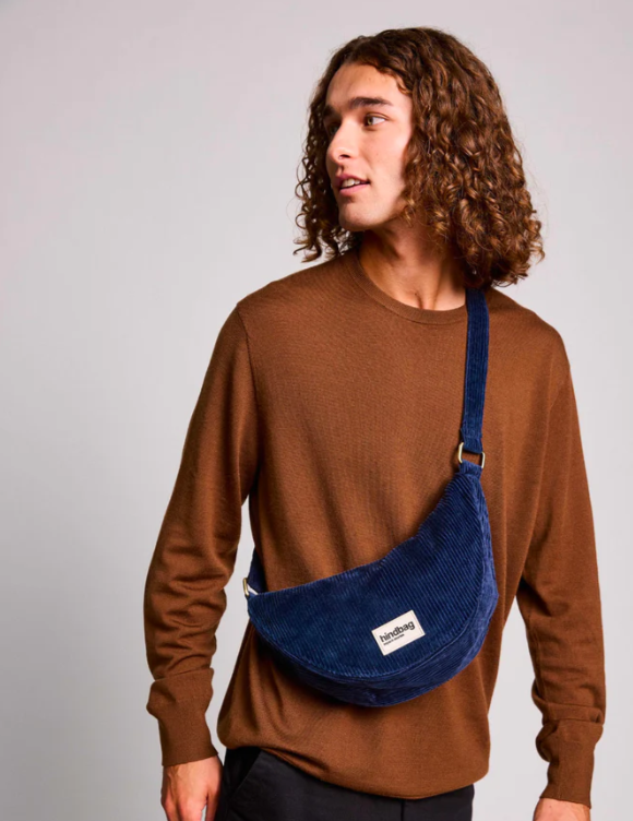HINDBAG || Sac banane demi-lune Andrea – Velours marine