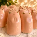 PICURU CERAMICAS || Figurine en céramique – Amulette Petit Cochon de la Fortune - lustre en Or