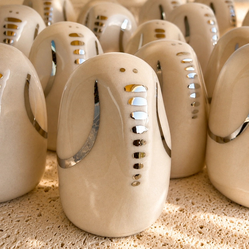 PICURU CERAMICAS || Figurine en céramique – Amulette Éléphant de la sagesse « Platine »