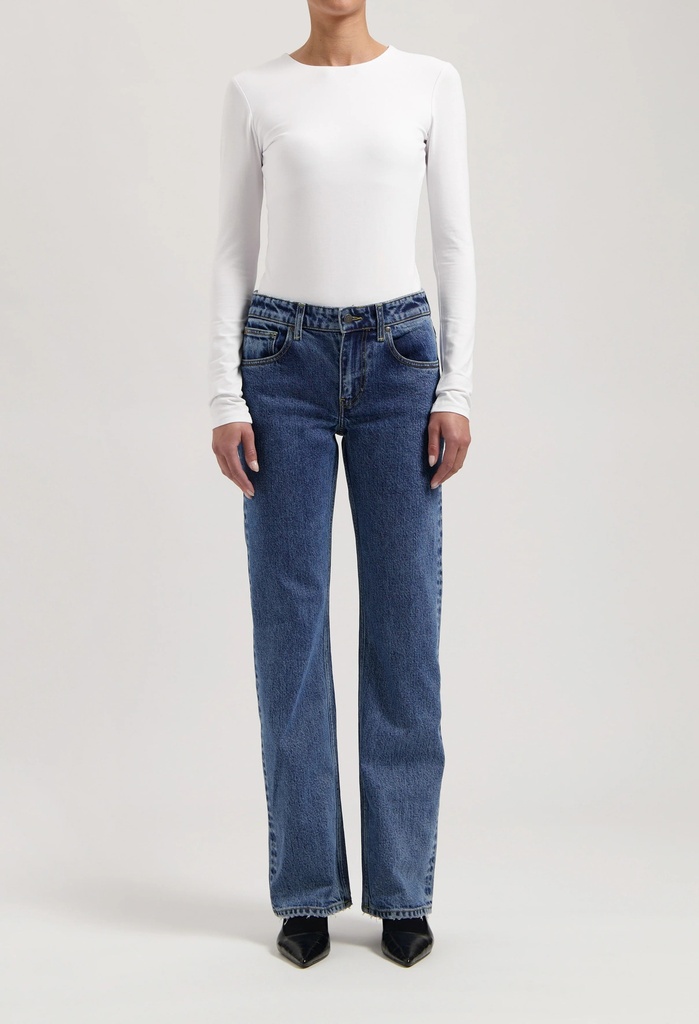 MUD JEANS || Jean Carry Mid Straight – Stone Vintage – Femme