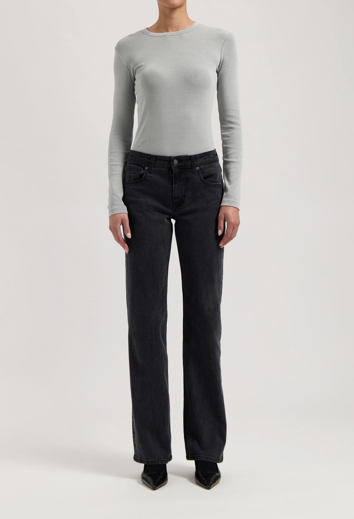 MUD JEANS || Jean Carry Mid Straight – Black Vintage – Femme