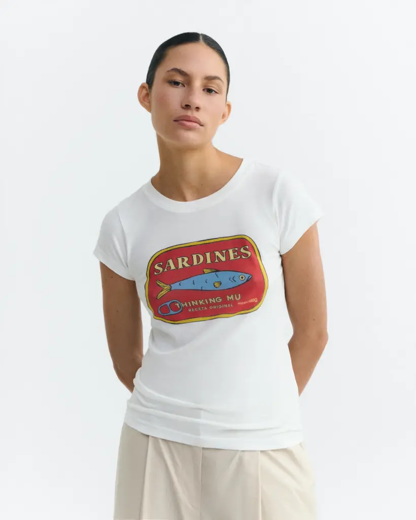THINKING MU || T-shirt Sardines Mirna – White