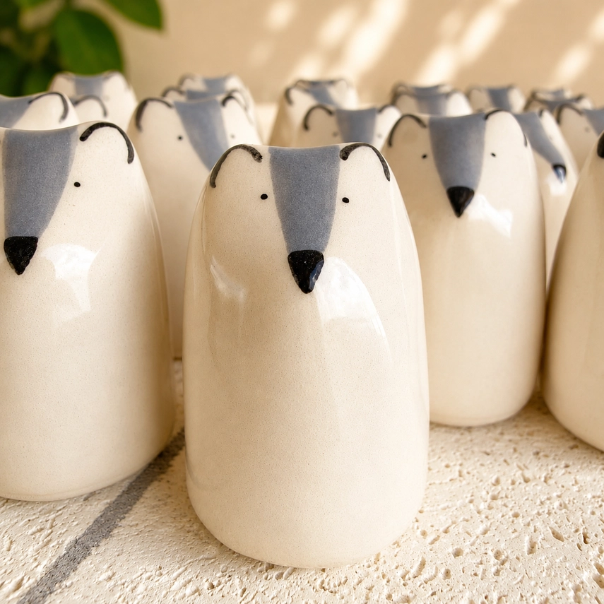 PICURU CERAMICAS || Figurine en céramique – Amulette Petit LOUP DU COURAGE