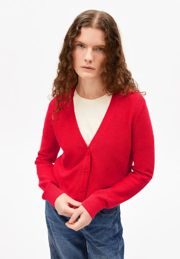 ARMEDANGELS || Cardigan Menaal Links Links – Mars Red