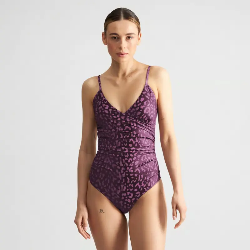 DEDICATED || Maillot de bain une pièce portefeuille Klinte Léopard Burgundy Fig – Bordeaux
