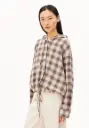 ARMEDANGELS || Blouse à capuche Check Hooded – Sandstone & Claystone