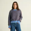 DEDICATED || Pull Husie Bubble Knit – Cornflower Blue / Cappuccino Brown