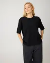 KNOWLEDGE COTTON APPAREL || T-shirt en maille coton et cachemire - Cashmere knit t-shirt - Black Jet
