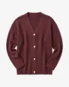KNOWLEDGE COTTON APPAREL || Cardigan en maille recyclée - Soufflé yarn cardigan - Burgundy